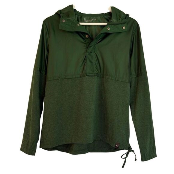 Under Armour green quarter snap pullover mixed media sweater small - Picture 1 of 9